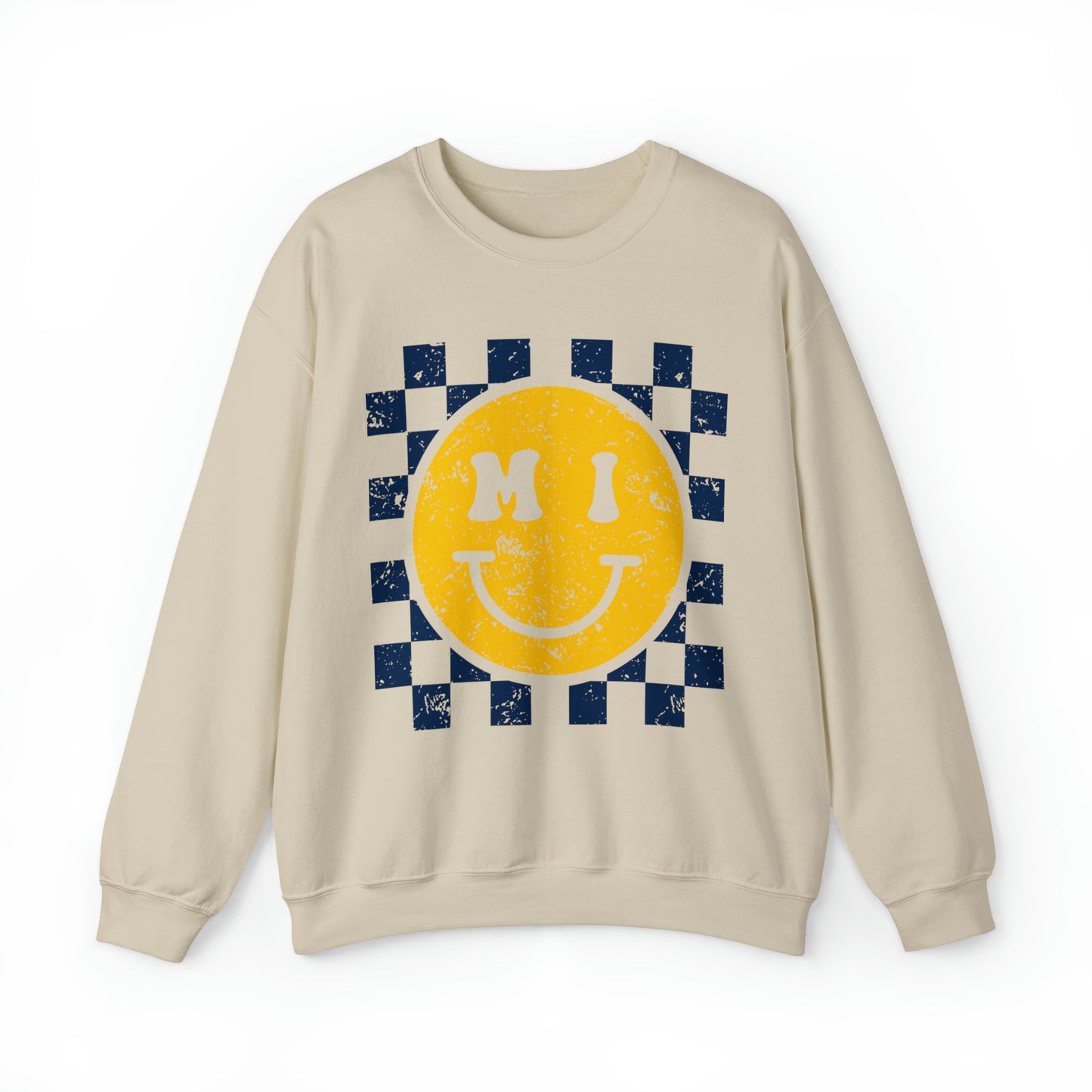 Michigan Checkered Smiley Sweatshirt