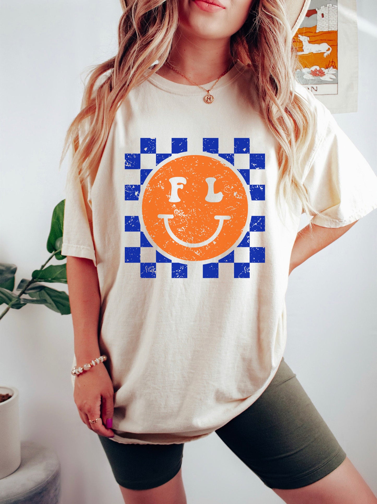 Florida Checkered Smiley Face Shirt