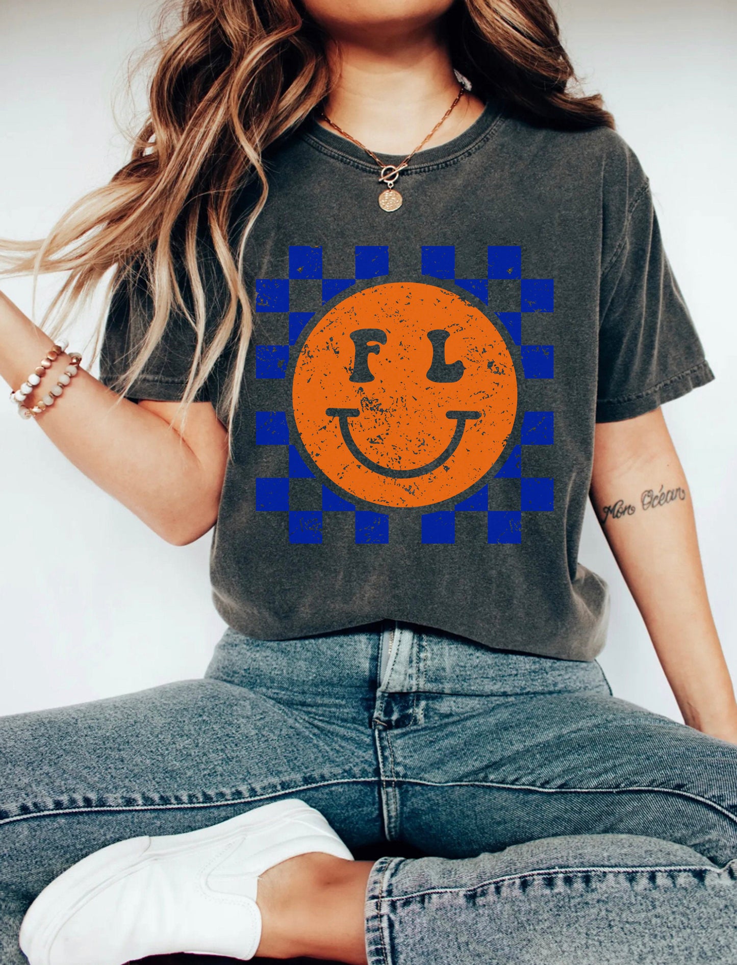 Florida Checkered Smiley Face Shirt