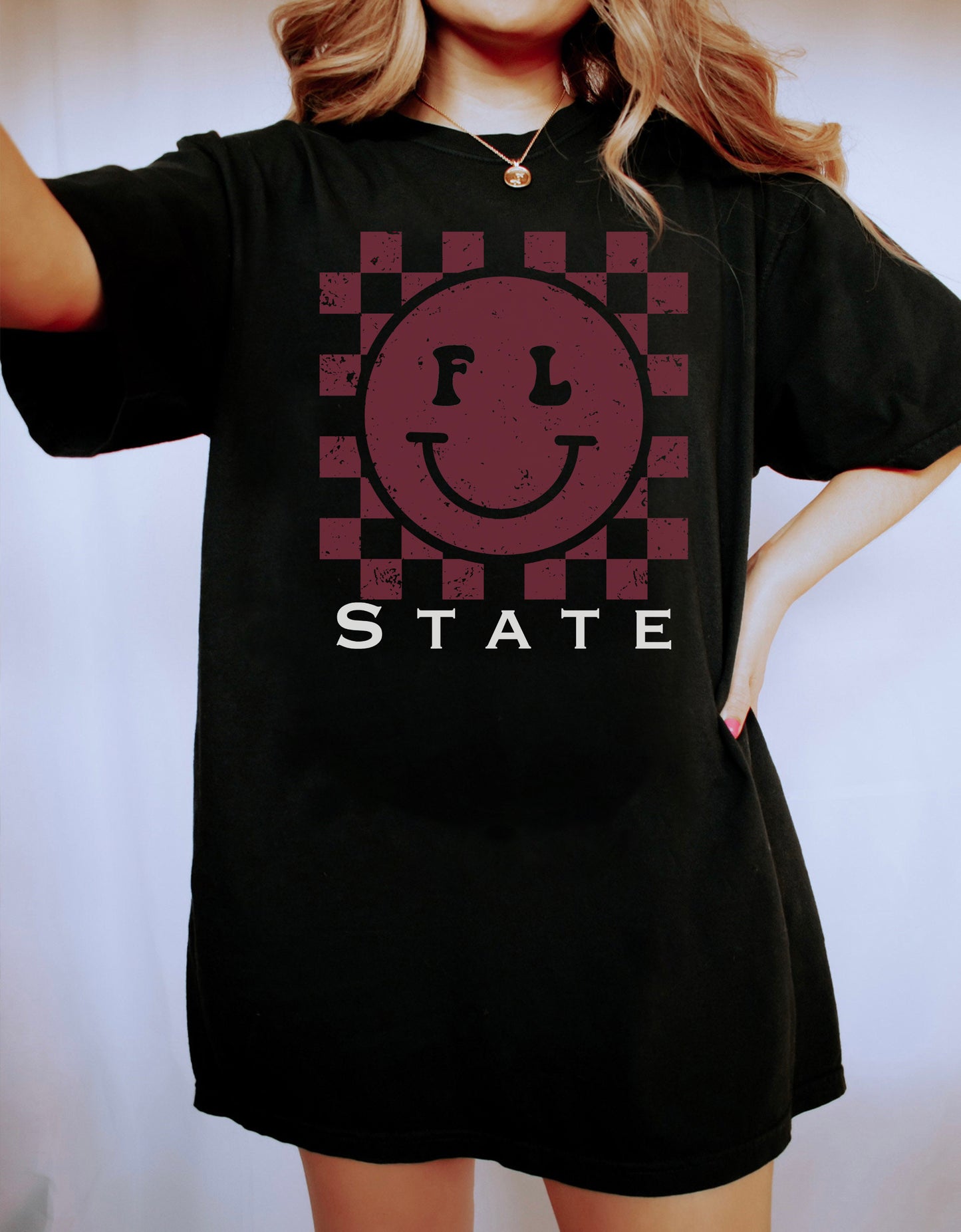 Florida State Smiley Checkered Shirt