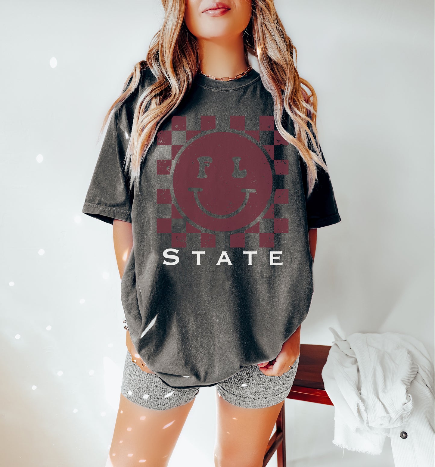 Florida State Smiley Checkered Shirt