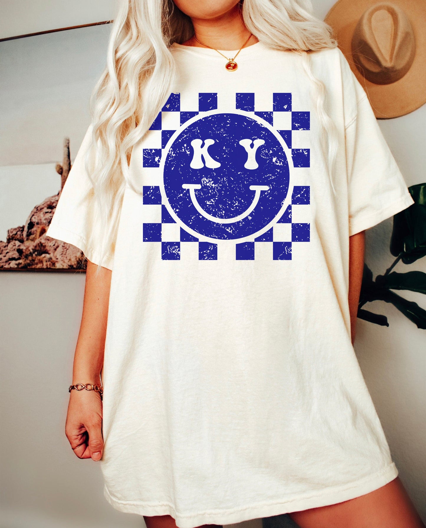 Kentucky Checkered Smiley Face Shirt