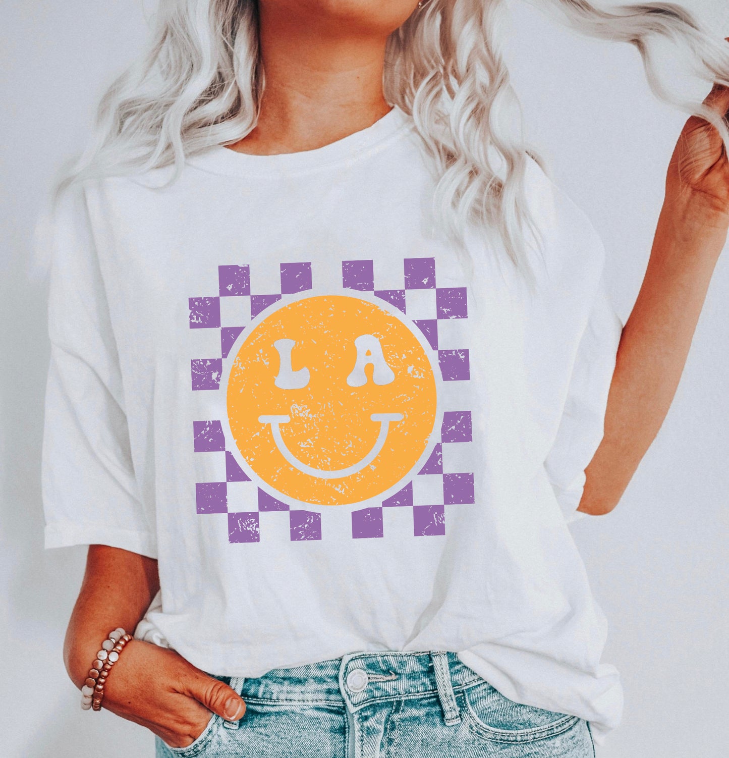 LA Checkered Smiley Face Shirt