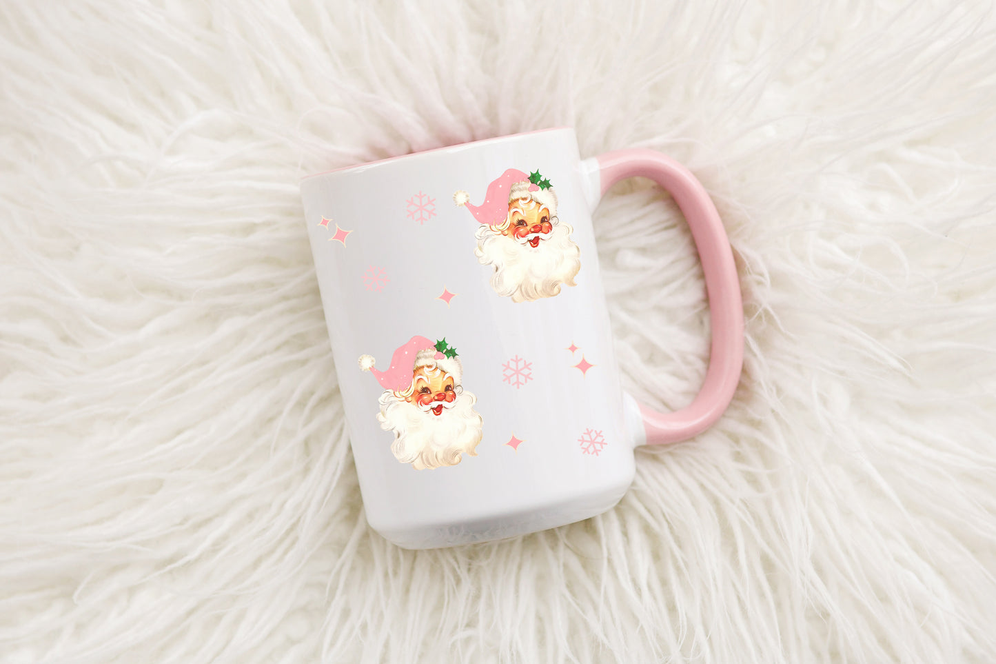 Vintage Pink Santa Christmas Coffee Mug