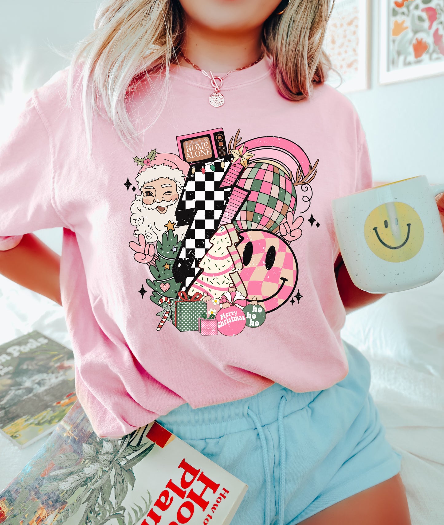 Pink Christmas Collage Shirt