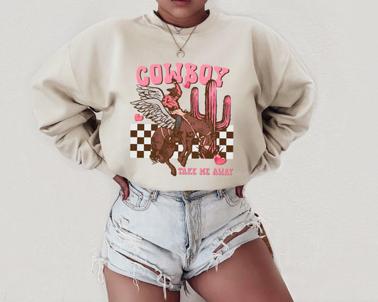 Cowboy Take Me Away Valentines Sweatshirt