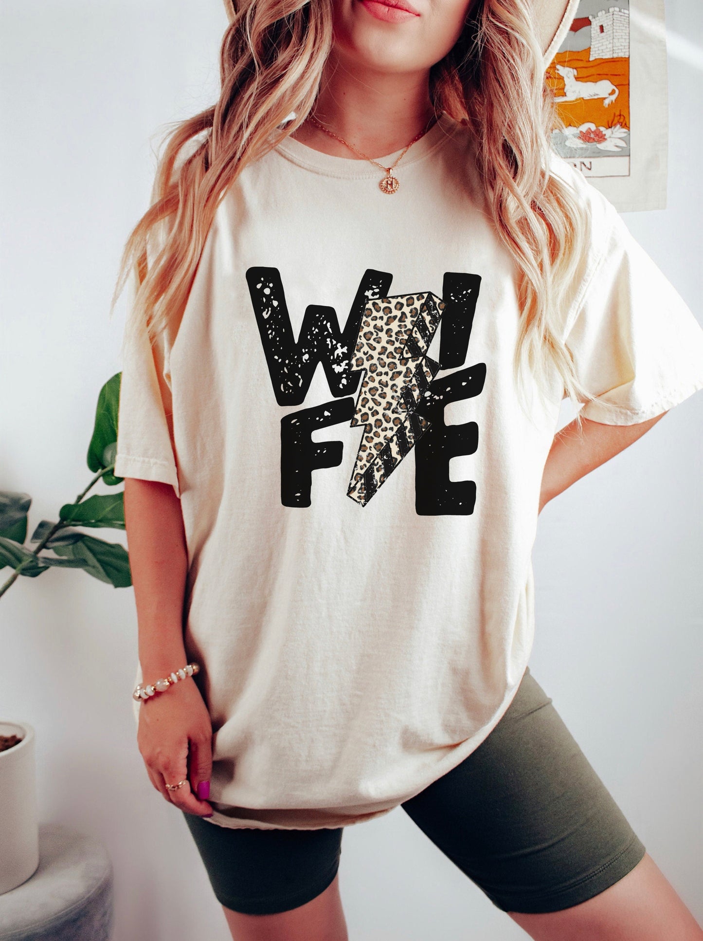 Wife Distressed Leopard Lightning Bolt Shirt