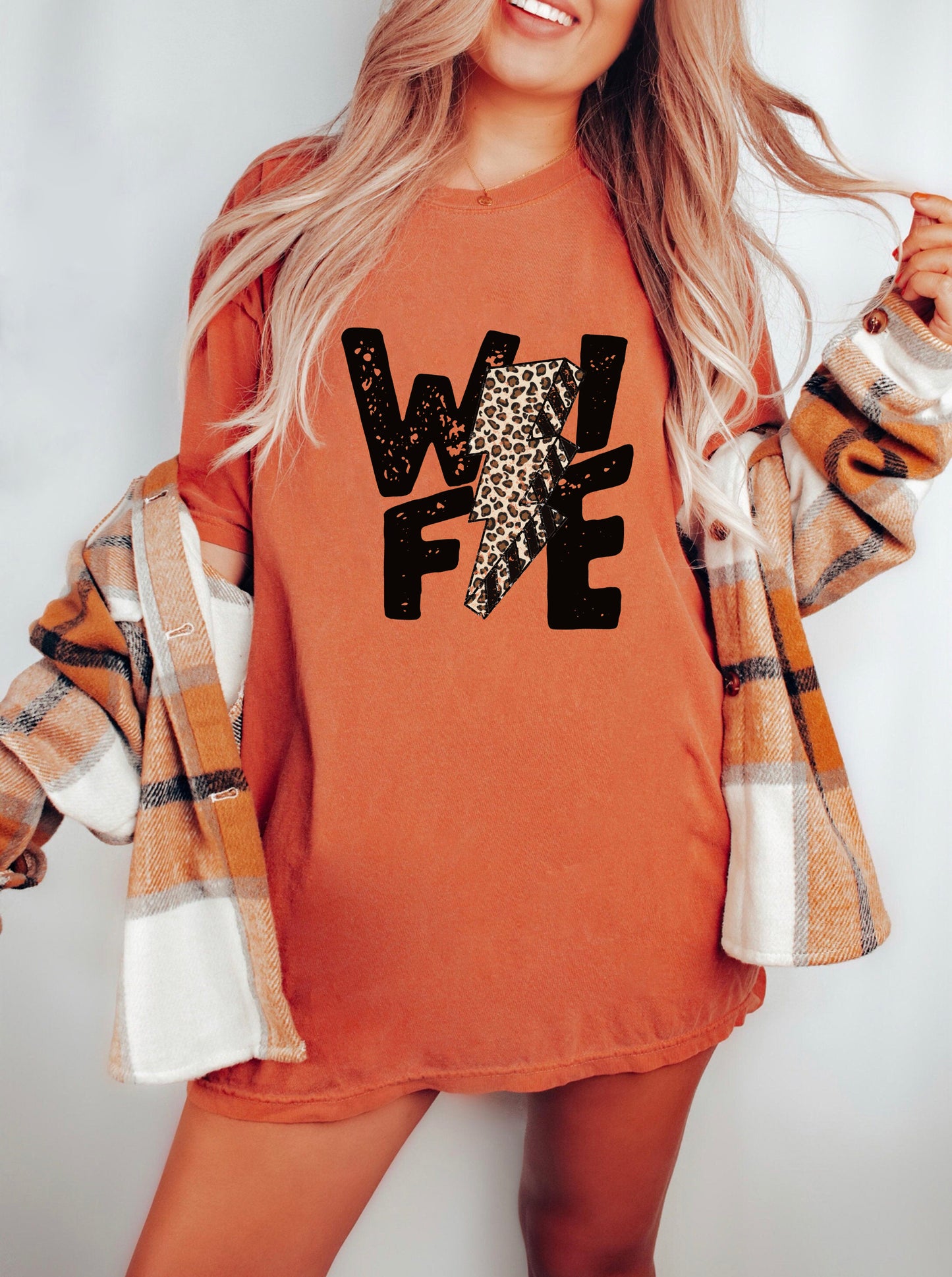 Wife Distressed Leopard Lightning Bolt Shirt